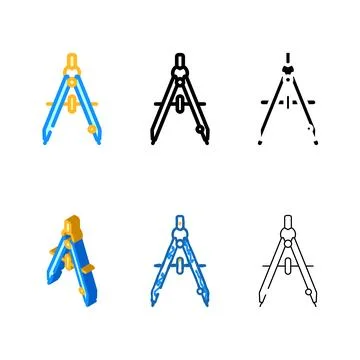 Minimal drafting compass architectural drafter color icon vector Stock Illustration