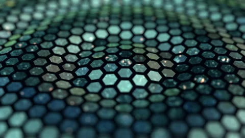 Minimal Dynamic Background With Cyan Wavy Hexagons Stock Footage 148234794
