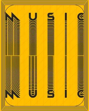 Minimal Dynamic Text Typography Poster Yellow Black Wall Art Style 스톡 일러스트