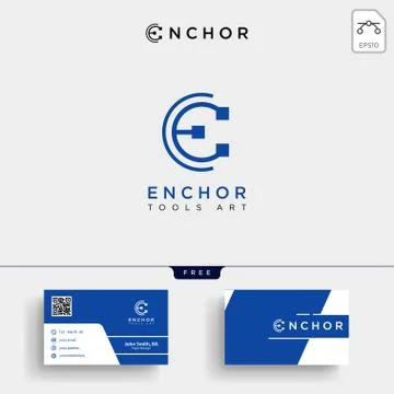 Minimal E initial logo template and business card Stock Illustration