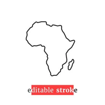 Minimal editable stroke africa map icon Stock Illustration