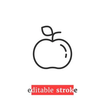 Minimal editable stroke apple icon Stock Illustration