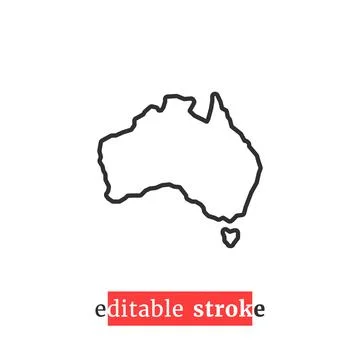 Minimal editable stroke australia map icon Stock Illustration
