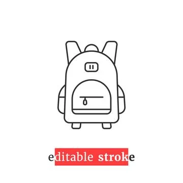 Minimal editable stroke backpack icon Stock Illustration