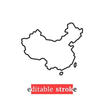 Minimal editable stroke china map icon 스톡 일러스트