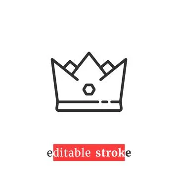 Minimal editable stroke crown icon Stock Illustration