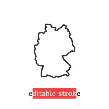 Minimal editable stroke germany map icon Stock Illustration