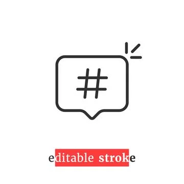 Minimal editable stroke hashtag icon Stock Illustration