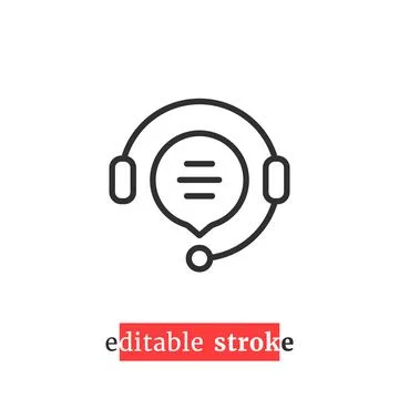 Minimal editable stroke hotline icon Stock Illustration