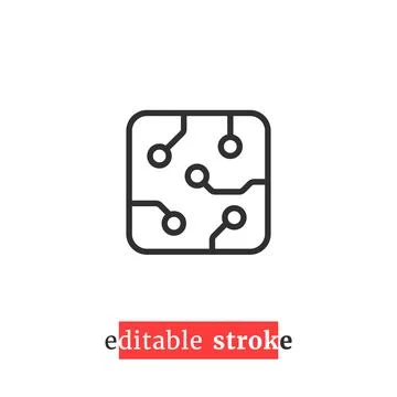 Minimal editable stroke microchip icon Stock Illustration