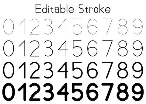 Minimal editable stroke numbers collection featuring digits from zero to ni.. Stock Illustration