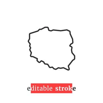 Minimal editable stroke poland map icon Stock Illustration