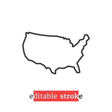 Minimal editable stroke usa map icon Illustrazione stock
