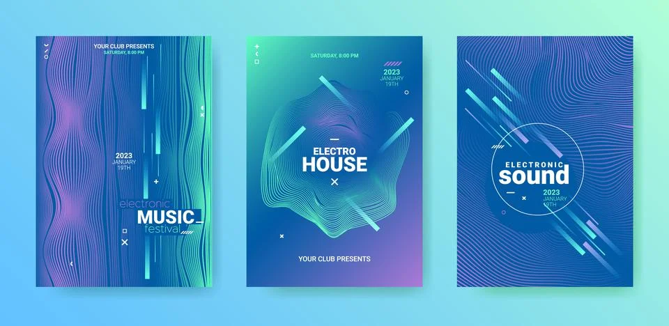Minimal Edm Poster. Techno Dance Music Cover. Electronic Sound Stock Illustration