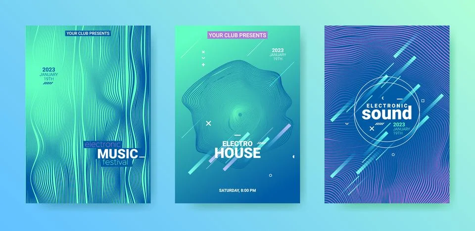 Minimal Edm Poster. Techno Dance Music Cover. Electro Sound Banner. Stock Illustration