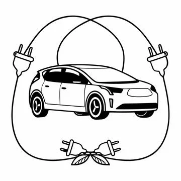 Minimal Electric Car EV Vector Illustration Stock Illustration