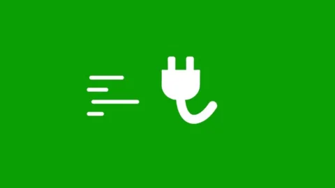 Minimal electric plug icon with motion speed lines animating on green scree.. 库存影片 347377565