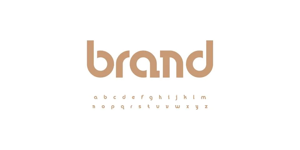 Minimal elegant font lowercase alphabet. Rounded angles letter set bauhaus Stock Illustration