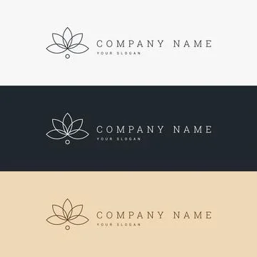 Minimal elegant logo template and line art icon Stock Illustration