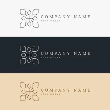 Minimal elegant logo template and line art icon Stock Illustration