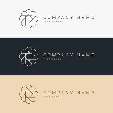 Minimal elegant logo template and line art icon Stock Illustration