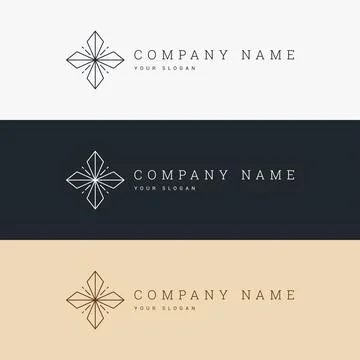 Minimal elegant logo template and line art icon Stock Illustration