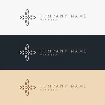 Minimal elegant logo template and line art icon Stock Illustration
