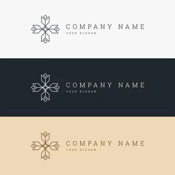 Minimal elegant logo template and line art icon Stock Illustration