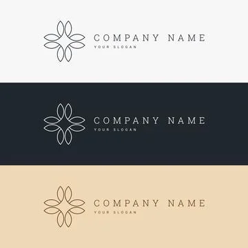 Minimal elegant logo template and line art icon Stock Illustration
