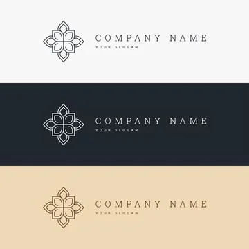Minimal elegant logo template and line art icon Stock Illustration