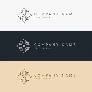 Minimal elegant logo template and line art icon Stock Illustration