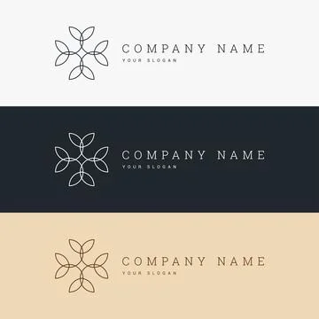 Minimal elegant logo template and line art icon Stock Illustration