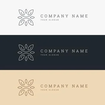 Minimal elegant logo template and line art icon Stock Illustration