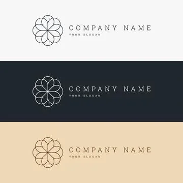 Minimal elegant logo template and line art icon Stock Illustration