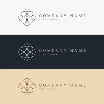Minimal elegant logo template and line art icon Stock Illustration