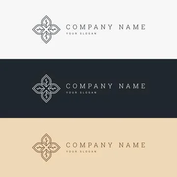 Minimal elegant logo template and line art icon Stock Illustration