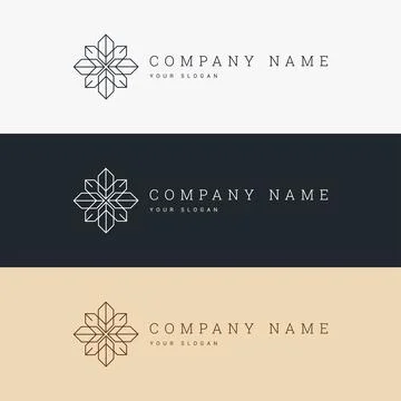 Minimal elegant logo template and line art icon Stock Illustration