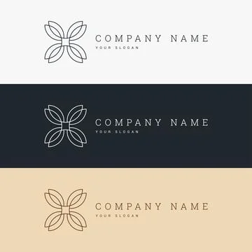 Minimal elegant logo template and line art icon Stock Illustration