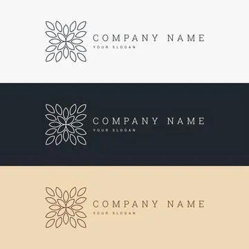 Minimal elegant logo template and line art icon Stock Illustration