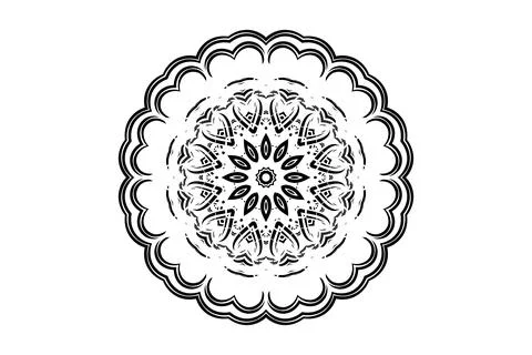Minimal Elegant Mandala Black White Circle Design Stock Illustration
