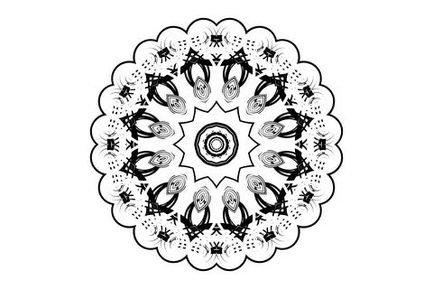 Minimal Elegant Mandala Black White Circle Design Иллюстрация