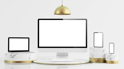 Minimal elegant responsive devices mock up Stock Illustration