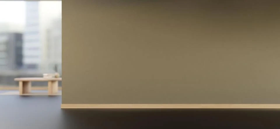 Minimal empty office interior with blank wall and natural sunlight Stock-Illustration