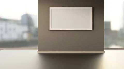 Minimal empty wall mockup with floating shelf in modern interior Stock Illustration