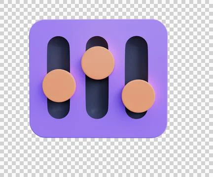 Minimal equalizer Slider icon, Music sound Adjustment symbol, 3d render illus Stock Illustration