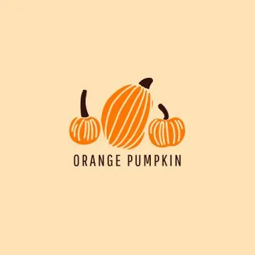 Minimal fall orange pumpkin icon logo vector Stock Illustration