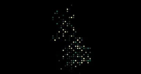 Minimal Falling Particles Map of UK Stock Footage 312639539