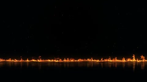 Minimal Fire Flame Line With Glowing Embers on Black Background for Cinematic Stock Footage 335833082