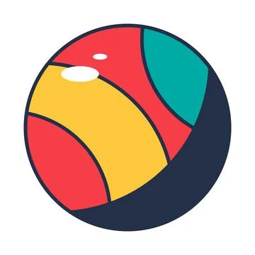 Minimal flat beach ball icon with simple geometric design Illustrazione stock
