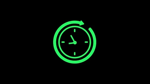 Minimal Flat Clock Icon Spinning 24 Hours Time Animation Stock Footage 325331744